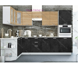 Угловая кухня 170 х 290 "Бетон чёрный +сонома"