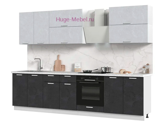 Кухня 3 метра "Бетон" высотой 214 см