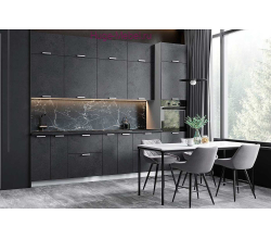 Кухня 3 метра "Бетон" трехуровневая