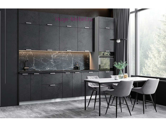 Кухня 3 метра "Бетон" трехуровневая