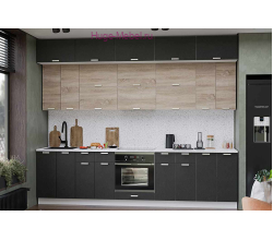 Кухня 3 метра с антресолями "Бетон"