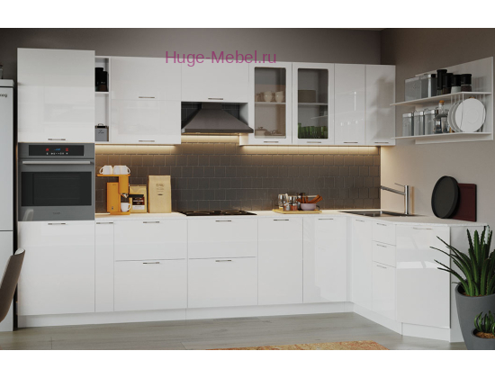 Угловая кухня 335х160 "Ксения белая"