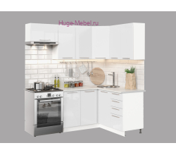 Угловая кухня 140х200 "Ксения белый глянец"