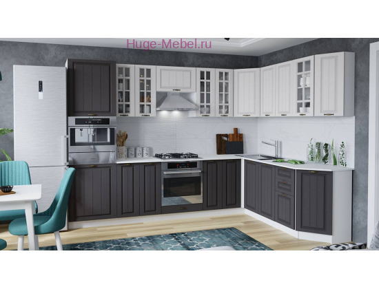Угловая кухня 300х210 "Мария графит +белый"