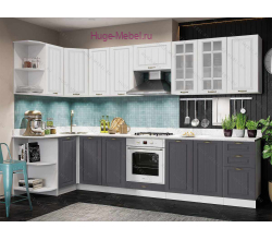 Угловая кухня 130х320 "Мария графит+белый"