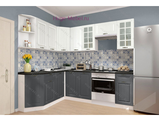 Угловая кухня 240х170 "Мария графит +белый"