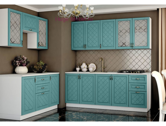 Угловая кухня 130х200 "Модена бирюза" 