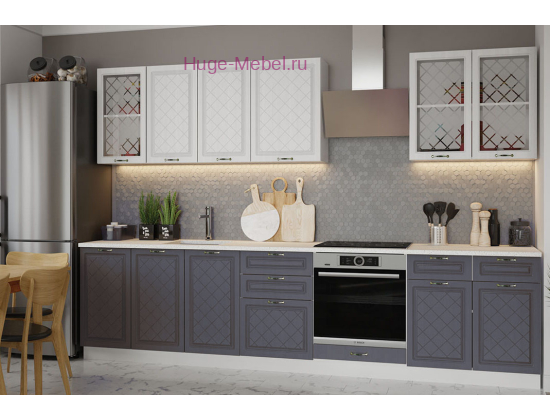 Кухня 3.1 метра "Модена серый +белый"