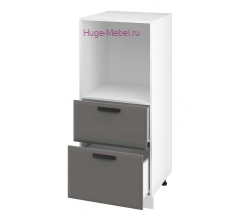 Пенал кухонный малый с нишей и ящиками 600 Призма (асфальт супермат)