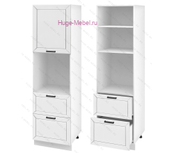 Пенал кухонный с нишей и ящиками 600 Альфа (белый)