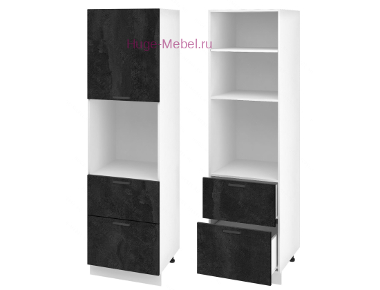 Пенал кухонный с нишей и ящиками 600 Пасаденна (угольный камень)