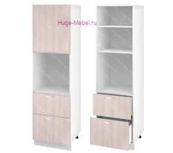 Пенал кухонный с нишей и ящиками 600 Дина (шимо светлый)