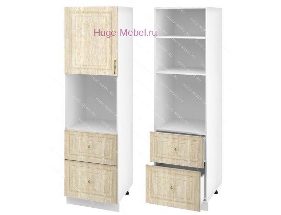 Пенал кухонный с нишей и ящиками 600 Юлия (дуб сонома)