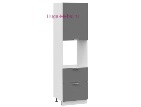 Пенал кухонный с нишей и ящиками высокий 600 Катрин (софт графит)