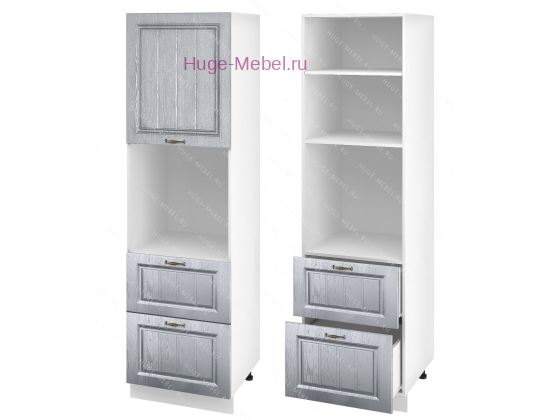 Пенал кухонный с нишей и ящиками 600 Мария (сталь)