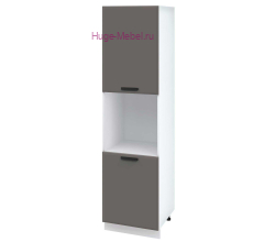 Пенал кухонный высокий с нишей 600 Призма (асфальт супермат)