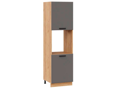 Пенал кухонный напольный с нишей 600 Призма (асфальт супермат) корпус крафт Пенал кухонный напольный с нишей 600 Призма (асфальт супермат) корпус крафт