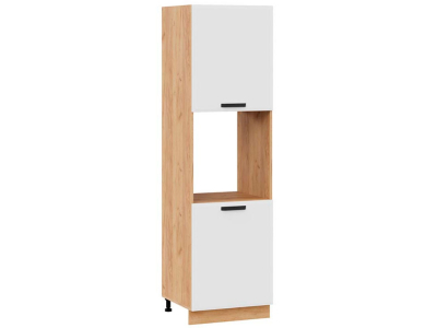 Пенал кухонный напольный с нишей 600 Призма (белый супермат) корпус крафт Пенал кухонный напольный с нишей 600 Призма (белый супермат) корпус крафт