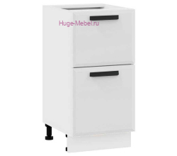 Нижний шкаф кухонный с двумя ящиками 400 Призма (белый супермат)