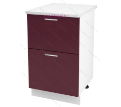 Нижний шкаф кухонный с двумя ящиками 500 Ксения (бордо)