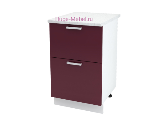 Нижний шкаф кухонный с двумя ящиками 500 Катрин (софт графит)