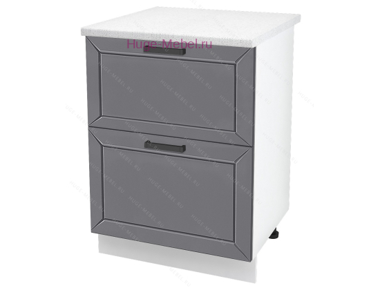 Нижний шкаф кухонный с двумя ящиками 600 Альфа (вулкан)
