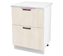 Нижний шкаф кухонный с двумя ящиками 600 Пасаденна (шелковый камень)