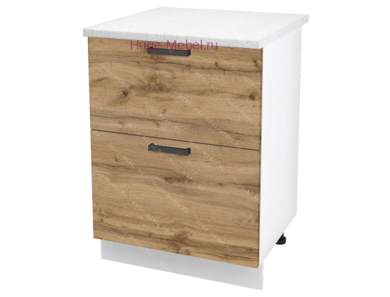 Кухонный шкаф под мойку 600 с двумя ящиками Пасаденна (дуб вотан)