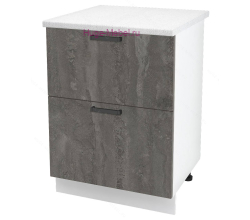 Кухонный шкаф под мойку 600 с двумя ящиками Пасаденна (железный камень)