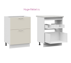 Кухонный шкаф под мойку 600 с двумя ящиками Катрин (крем)