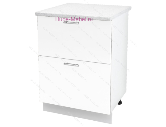Нижний шкаф кухонный с двумя ящиками 600 Ксения (белый)