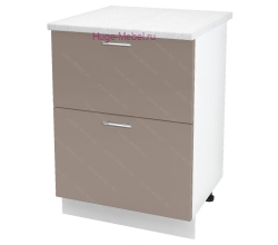 Кухонный шкаф под мойку 600 с двумя ящиками Ксения (кофе с молоком)