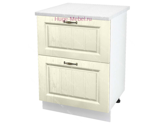 Кухонный шкаф под мойку 600 с двумя ящиками Мария (крем)