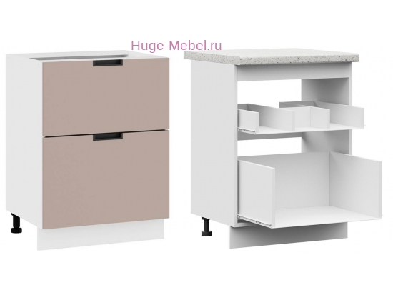 Кухонный шкаф под мойку 600 с двумя ящиками Сахара (латте)