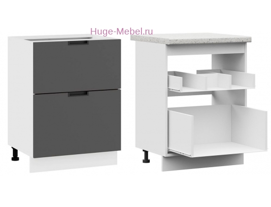 Кухонный шкаф под мойку 600 с двумя ящиками Сахара (вулкан)