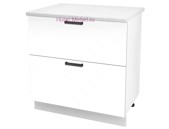 Нижний шкаф кухонный с двумя ящиками 800 Пасаденна (белый бриллиант)