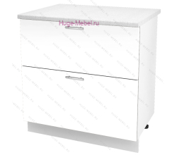 Нижний шкаф кухонный с двумя ящиками 800 Ксения (белый)