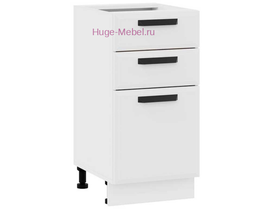 Кухонный шкаф нижний с тремя ящиками 400 Призма (белый супермат)