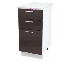 Кухонный шкаф нижний с тремя ящиками 400 Ксения (шоколад)