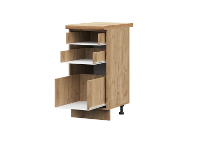 Корпус кухонного шкафа нижнего с 3 ящиками 400 ПВ (дуб крафт) Корпус кухонного шкафа нижнего с 3 ящиками 400 ПВ (дуб крафт)