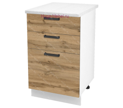 Кухонный шкаф нижний с тремя ящиками 500 Пасаденна (дуб вотан)