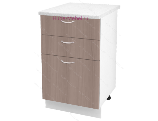 Кухонный шкаф нижний с тремя ящиками 500 Дина (шимо темный)