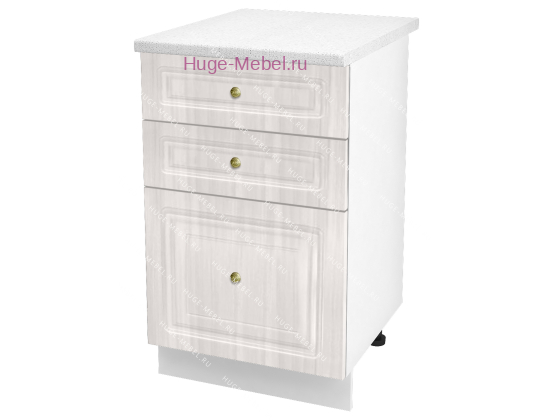 Кухонный шкаф нижний с тремя ящиками 500 Юлия (сандал белый)