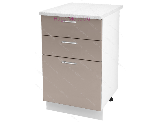 Кухонный шкаф нижний с тремя ящиками 500 Ксения (кофе с молоком)