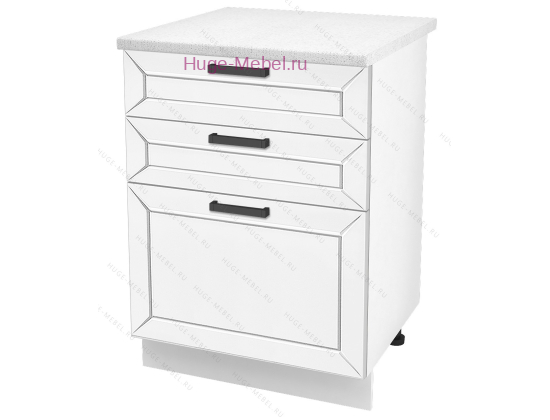 Кухонный шкаф нижний с тремя ящиками 600 Альфа (белый)