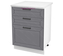 Кухонный шкаф нижний с тремя ящиками 600 Альфа (вулкан)