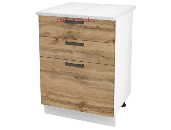 Кухонный шкаф нижний с тремя ящиками 600 Пасаденна (дуб вотан)