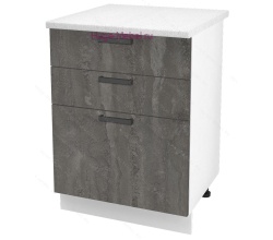 Кухонный шкаф нижний с тремя ящиками 600 Пасаденна (железный камень)