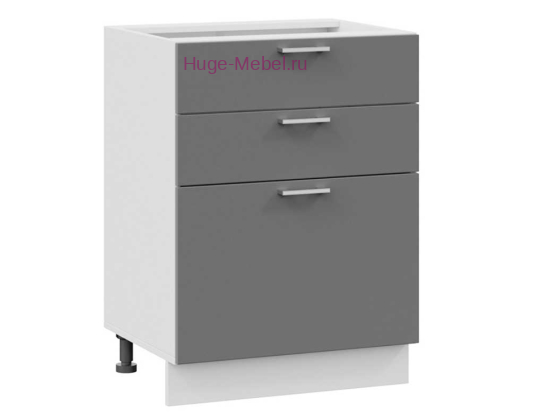 Кухонный шкаф нижний с тремя ящиками 600 Катрин (софт графит)