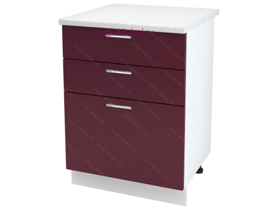 Кухонный шкаф нижний с тремя ящиками 600 Ксения (бордо)